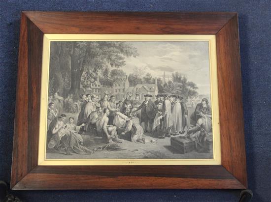 After Benjamin West (American, 1838-1820) Penns Treaty with the Indians at Shackamaxon 12.5 x 16.5in.
